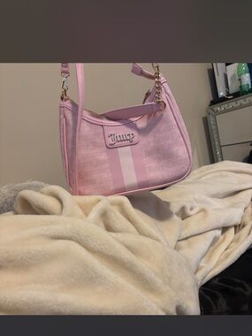 Juicy Couture Pastel Pink Shoulder Bag with Stripe Detail
